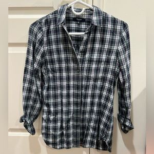 XS Madewell plaid flannel boyfriend fit button down shirt